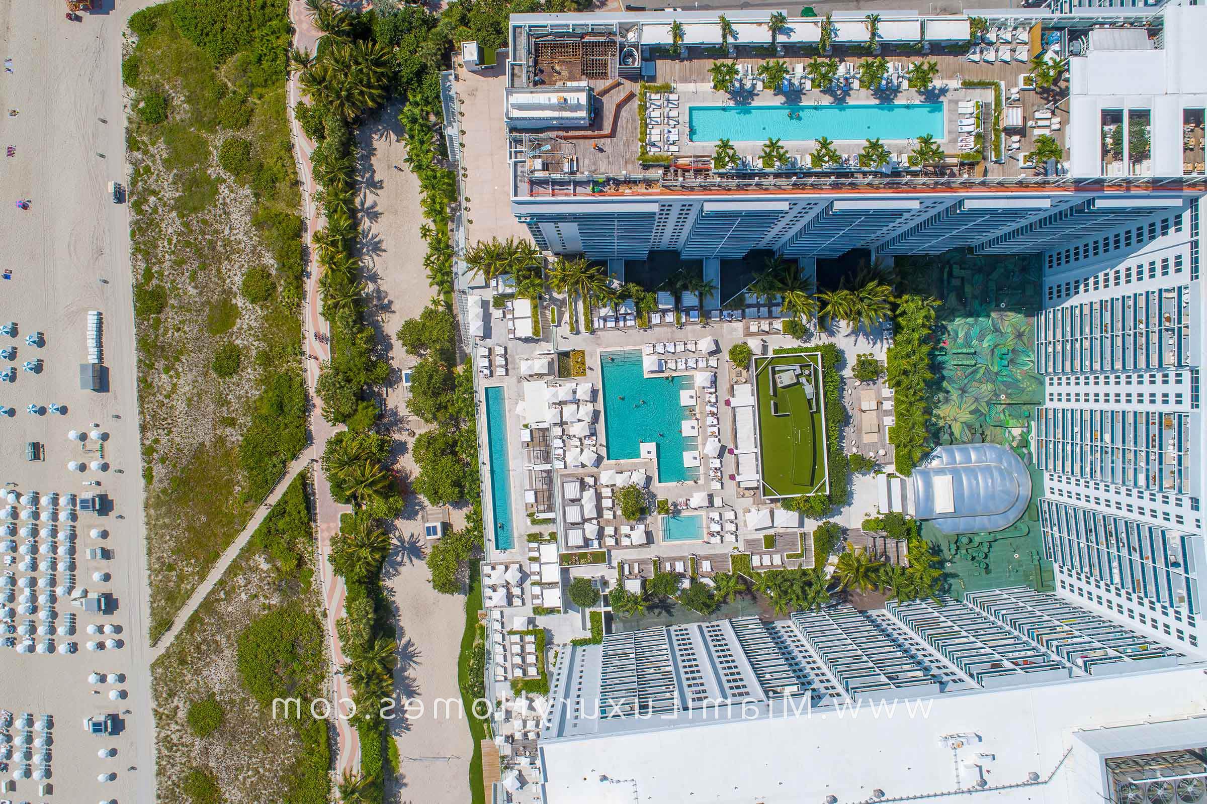 Aerial View of the Amenities at 1 Hotel in South Beach